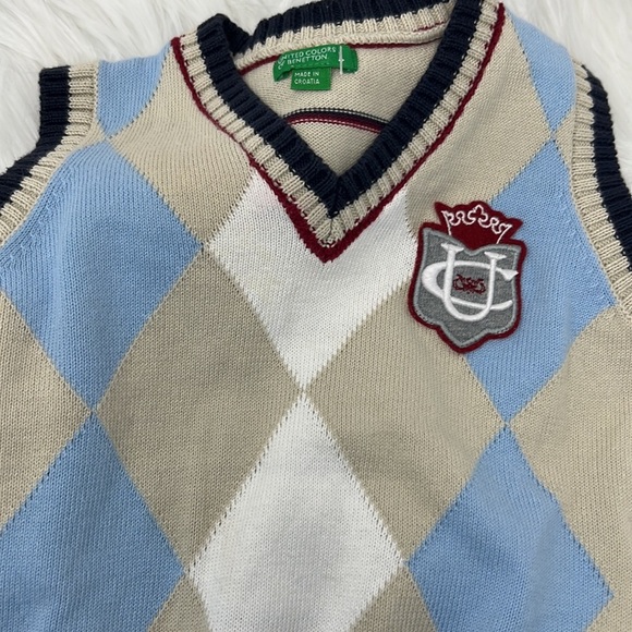 united colors of benetton Argyle Vest Kids 12 Months - Picture 1 of 6